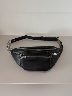 Alexander Wang Attica Black Leather Crossbody Belt Bag with Silver Hardware